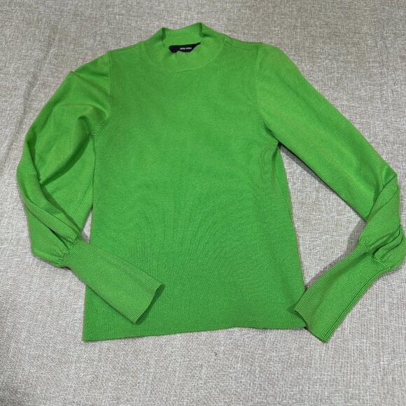 EUC | Vero Moda Bright Green Sweater | Minimalist Mock Neck Knit M/T - Picture 1 of 13